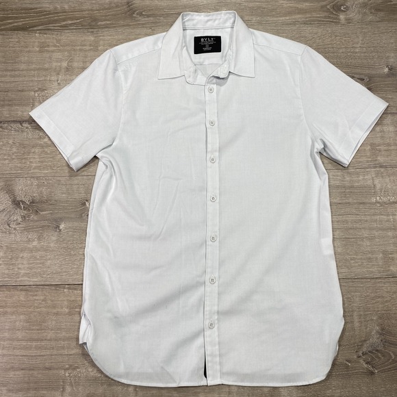 BYLT Basics Other - BYLT Vista Shirt Mens Medium White Short Sleeve Button Front Stretch Casual